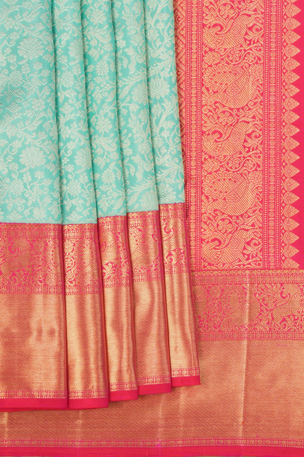 Image of Kanchipattu Brocade Sea Green Saree